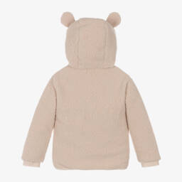 Mintini Baby-Beige Borg Fleece Hooded Jacket with Ears | Childrensalon Outlet
