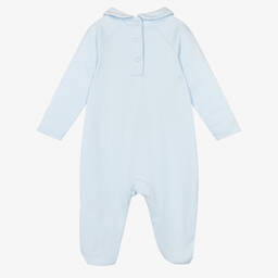 Mintini Baby-Blue Cotton Bear Babygrow | Childrensalon Outlet