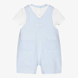 Mintini Baby-Blue Dungaree Shorts Set | Childrensalon Outlet