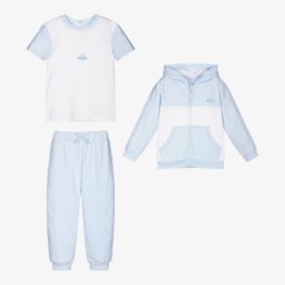 Mintini Baby-Blue & White Tracksuit Set | Childrensalon Outlet