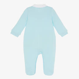 Mintini Baby-Boys Blue Cotton Babygrow | Childrensalon Outlet