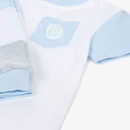 Mintini Baby-Boys Blue Cotton Colourblock Trouser Set | Childrensalon Outlet
