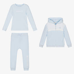 مينتيني بيبي-Boys Blue Cotton Tracksuit Set | Childrensalon Outlet