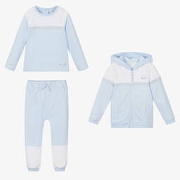Mintini Baby-Boys Blue & White Tracksuit Set | Childrensalon Outlet