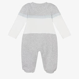Mintini Baby-Boys Grey Cotton Jersey Babygrow | Childrensalon Outlet