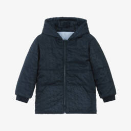 Mintini Baby-Boys Reversible Blue Hooded Jacket | Childrensalon Outlet