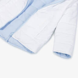 Mintini Baby-Boys White & Blue Reversible Hooded Puffer Jacket | Childrensalon Outlet