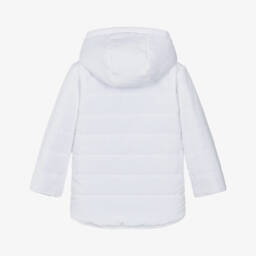 Mintini Baby-Boys White & Blue Reversible Hooded Puffer Jacket | Childrensalon Outlet
