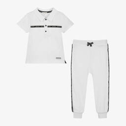 Mintini Baby-Boys White Cotton Trouser Set | Childrensalon Outlet