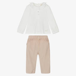 Mintini Baby-Girls Beige Corduroy Trousers Set | Childrensalon Outlet