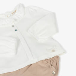 Mintini Baby-Girls Beige Corduroy Trousers Set | Childrensalon Outlet