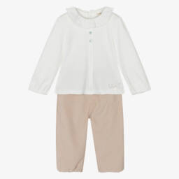 Mintini Baby-Girls Beige Corduroy Trousers Set | Childrensalon Outlet