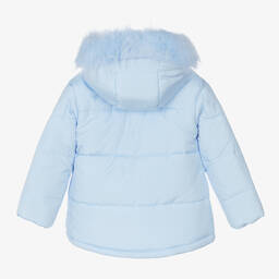 Mintini Baby-Girls Blue Hooded Puffer Jacket | Childrensalon Outlet