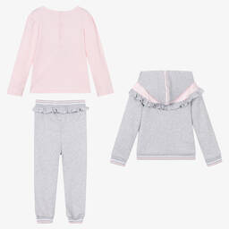 Mintini Baby-Girls Grey Cotton Tracksuit Set | Childrensalon Outlet