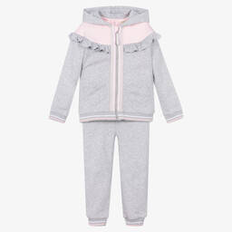 Mintini Baby-Girls Grey Cotton Tracksuit Set | Childrensalon Outlet
