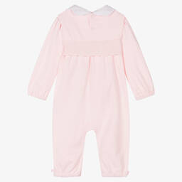 Mintini Baby-Girls Pink Cotton Dungaree Set | Childrensalon Outlet