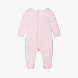 Mintini Baby-Girls Pink Cotton & Organza Plumeti Babygrow | Childrensalon Outlet