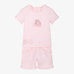 Mintini Baby-Girls Pink Cotton Shorts Set | Childrensalon Outlet