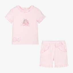 Mintini Baby-Girls Pink Cotton Shorts Set | Childrensalon Outlet