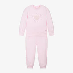 Mintini Baby-Girls Pink Cotton Tracksuit | Childrensalon Outlet