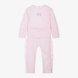 مينتيني بيبي-Girls Pink Cotton Tracksuit | Childrensalon Outlet
