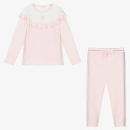 Mintini Baby-Girls Pink Cotton Trouser Set | Childrensalon Outlet