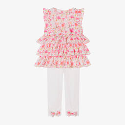 Mintini Baby-Girls Pink Floral Cotton Leggings Set | Childrensalon Outlet