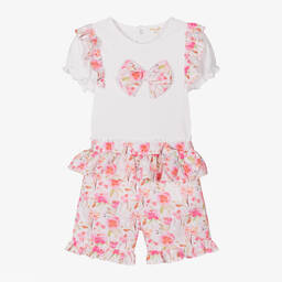 Mintini Baby-Girls Pink Floral Cotton Shorts Set | Childrensalon Outlet
