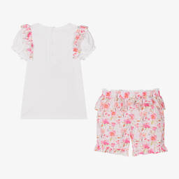Mintini Baby-Girls Pink Floral Cotton Shorts Set | Childrensalon Outlet