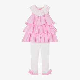 Mintini Baby-Girls Pink Gingham Cotton Leggings Set | Childrensalon Outlet