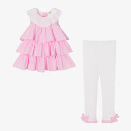 Mintini Baby-Girls Pink Gingham Cotton Leggings Set | Childrensalon Outlet