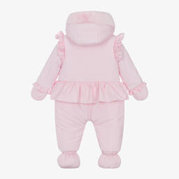 Mintini Baby-Girls Pink Padded Diamanté Snowsuit | Childrensalon Outlet
