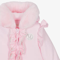Mintini Baby-Girls Pink Padded Diamanté Snowsuit | Childrensalon Outlet
