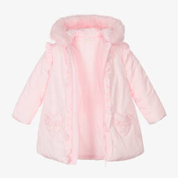 Mintini Baby-Girls Pink Padded Hooded Coat | Childrensalon Outlet