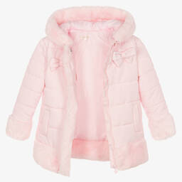 Mintini Baby-Girls Pink Padded Hooded Coat | Childrensalon Outlet