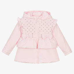 Mintini Baby-Girls Pink Padded Hooded Coat | Childrensalon Outlet