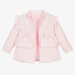Mintini Baby-Girls Pink Padded Hooded Coat | Childrensalon Outlet
