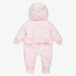 Mintini Baby-Girls Pink Quilted Heart Snowsuit with Faux Fur Trim  | Childrensalon Outlet