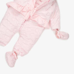 Mintini Baby-Girls Pink Quilted Heart Snowsuit with Faux Fur Trim  | Childrensalon Outlet