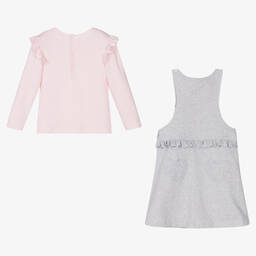 Mintini Baby-Girls Pink Top & Grey Dress Set | Childrensalon Outlet