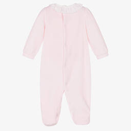 Mintini Baby-Girls Pink Velour Babygrow | Childrensalon Outlet
