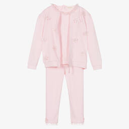 Mintini Baby-Girls Pink Velour Tracksuit Set | Childrensalon Outlet