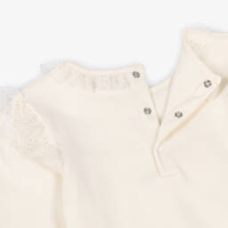 Mintini Baby-Girls Shimmery Ivory & Beige Trouser Set with Appliqué Hearts | Childrensalon Outlet