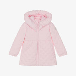 Mintini Baby-Girls Silky Pink Quilted Coat | Childrensalon Outlet