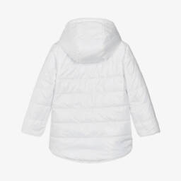 Mintini Baby-Girls White & Blue Hooded Puffer Jacket | Childrensalon Outlet