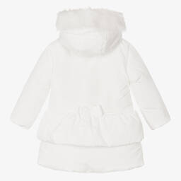 مينتيني بيبي-Girls White Padded Hooded Coat | Childrensalon Outlet