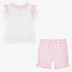 Mintini Baby-Girls White & Pink Shorts Set | Childrensalon Outlet