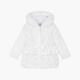 Mintini Baby-Girls White Quilted Hearts Coat | Childrensalon Outlet