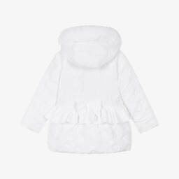 Mintini Baby-Girls White Quilted Hearts Coat | Childrensalon Outlet