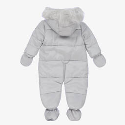 Mintini Baby-Grey Padded Baby Snowsuit | Childrensalon Outlet